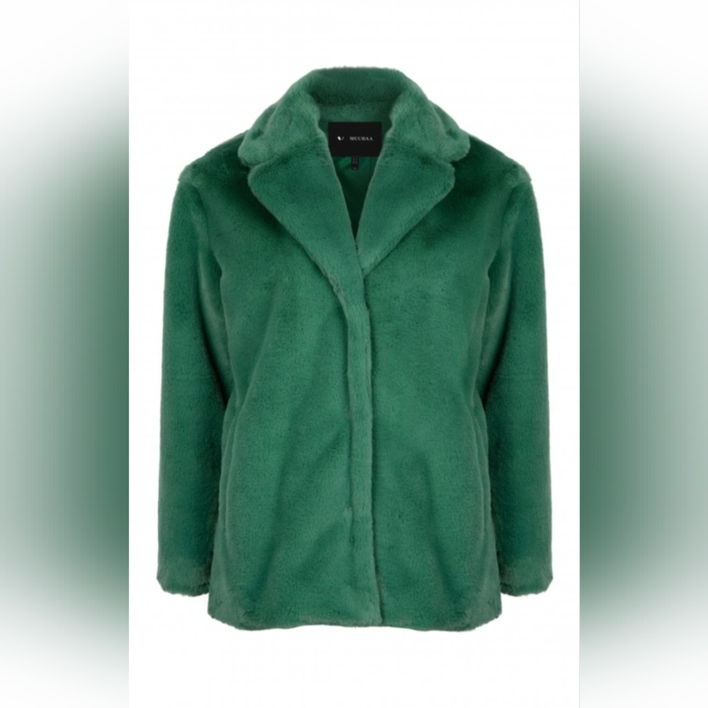 Muubaa NWT Elspeth Faux Fur Emerald Green Jacket Women’s US 8 (UK 12)